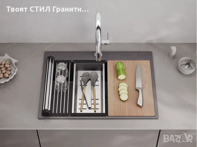 Графит Кухненска Мивка от гранит модел XXL Осло 70 Top 680 x 500 mm
