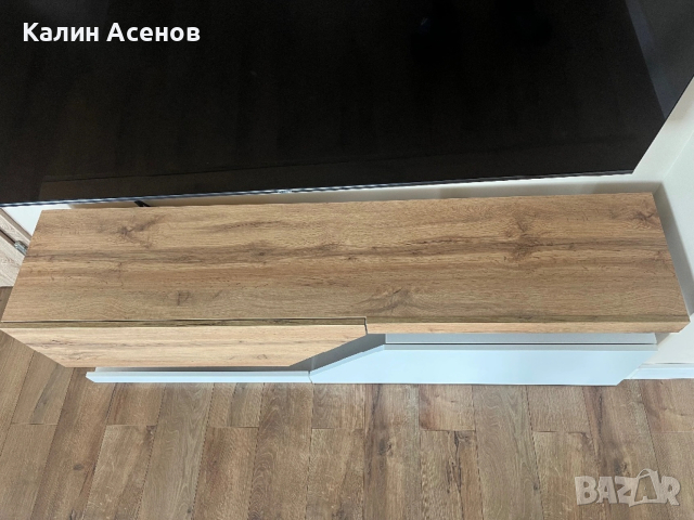 Тв шкаф Бял, Дъб уотан, снимка 5 - Шкафове - 53693694