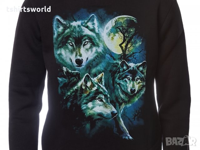 Нов детски суичър с дигитален печат Три вълка, пълнолуние, Серия вълци, снимка 5 - Детски анцузи и суичери - 34524342