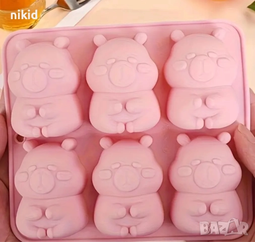 6 дълбоки Капибара Capybara силиконов молд форма фондан шоколад гипс сапун свещ декор, снимка 3 - Форми - 52843441