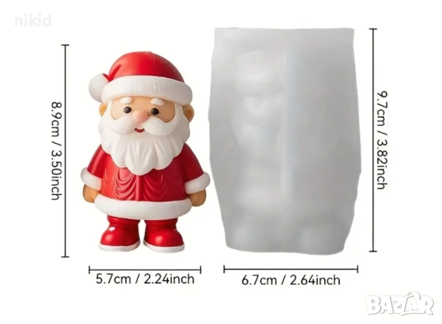 3d Дядо Коледа изправен силиконов молд форма смола гипс фондан свещ шоколад декор