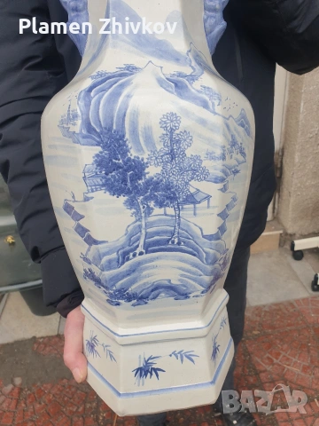 Голяма порцеланава ваза Стар Китай само в синьо, снимка 2 - Декорация за дома - 53393224