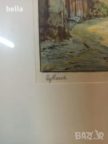 Оригинален цветен офорт на  Лудвиг Бюргел, австрийски художник и график, 1901-1980 , снимка 4 - Антикварни и старинни предмети - 47853657