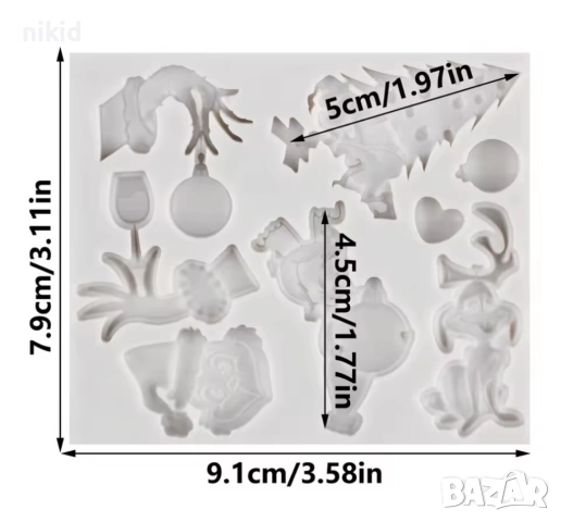 Гринч грийнч Grinch герои Коледен силиконов молд форма фондан шоколад декор украса, снимка 2 - Форми - 51572717