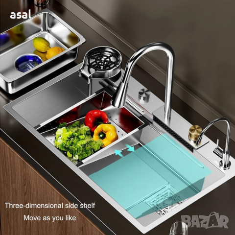 Висококачествена мултифункционална кухненска мивка в цвят инокс, снимка 3 - Мивки - 44730494