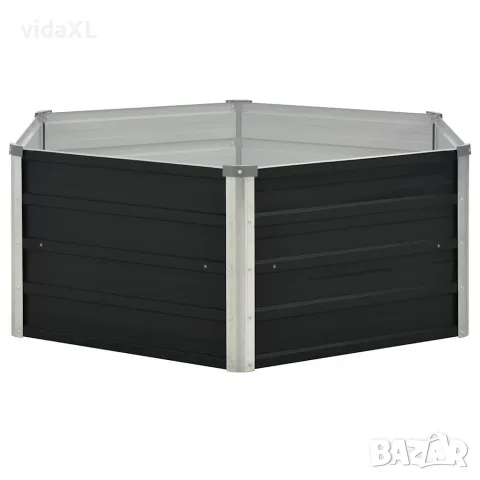 vidaXL Повдигната леха, антрацит, 129x129x45 см, поцинкована стомана, снимка 2 - Саксии и кашпи - 56147574