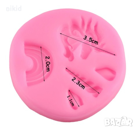 Глава еднорог рога дъга силиконов молд форма декорация и украса торта фондан бисквитки, снимка 2 - Форми - 20448577