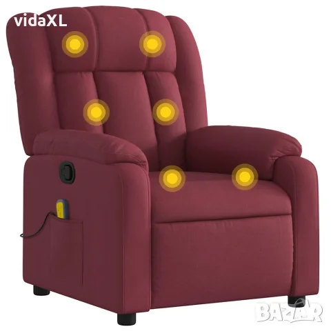 vidaXL Масажен наклоняем стол, виненочервен, текстил