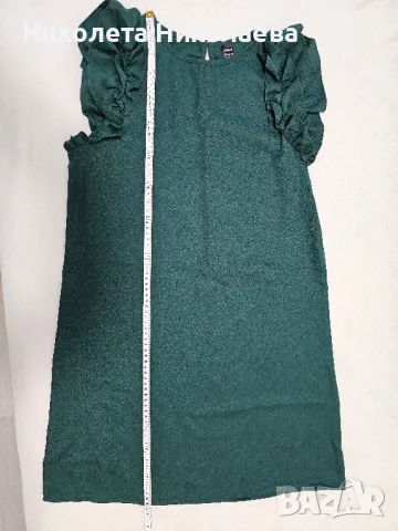 Дамска тъмно зелена рокля, снимка 8 - Рокли - 49174219
