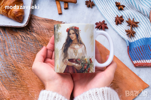 Порцеланови чаши с български народни мотиви, снимка 4 - Чаши - 42843358