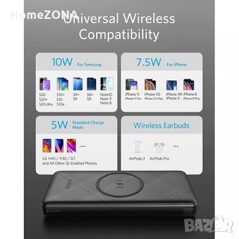 Външна батерия Anker PowerCore III Wireless 10000 MAh, безжично зареждане, черен, снимка 4 - Външни батерии - 35976182