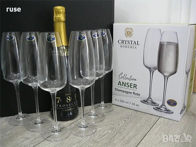 НОВИ! Чаши за шампанско 6 броя Bohemia Anser кристално стъкло, снимка 10 - Сервизи - 41814584