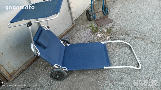 Шезлонг на колела за плаж, плажен стол на колела, сгъваем алуминиев стол , снимка 5 - Къмпинг мебели - 51446130