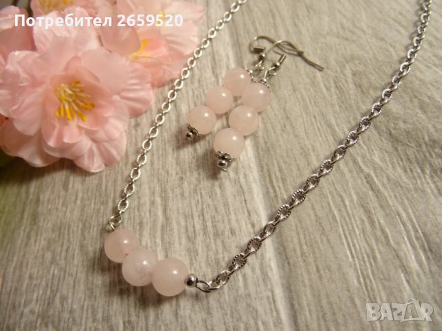 Дамско колие от естествен камък и стомана, снимка 3 - Колиета, медальони, синджири - 39575774