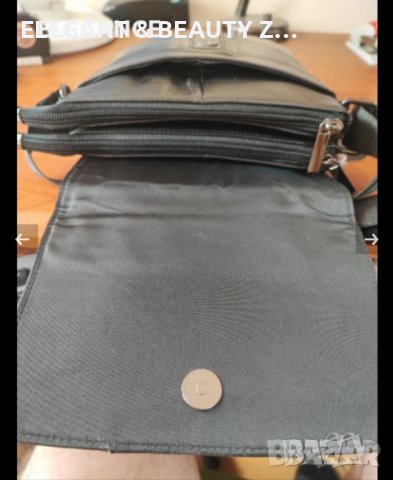 Мъжка  кафява кожена чанта с капак от телешки бокс черно, дъб  и  тик, снимка 7 - Чанти - 38999742