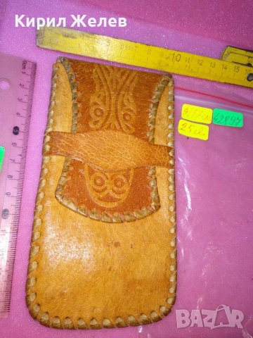 СТАР КОЖЕН КАЛЪФ За ОЧИЛА ЕСТЕСТВЕНА КОЖА КРАСИВА ОРНАМЕНТИКА КАЛЪФЧЕ РЪЧНА МАЙСТОРСКА РАБОТА 42897, снимка 6 - Други ценни предмети - 44222370