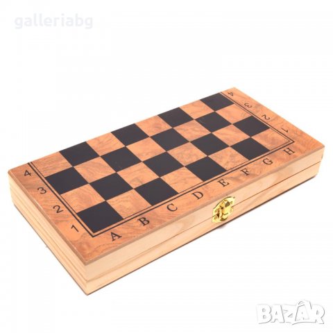 Комплект шах и табла в дървена кутия, снимка 2 - Шах и табла - 39373654