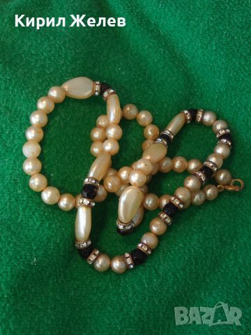 СТАРО ПЕРЛЕН ТИП РЕТРО АРТ ДЕКО КОЛИЕ ВИНТИДЖ ГЕРДАН с БРОНЗ ФАСЕТИРАН КРИСТАЛ ЦИРКОНИ 27135, снимка 12 - Антикварни и старинни предмети - 35079277