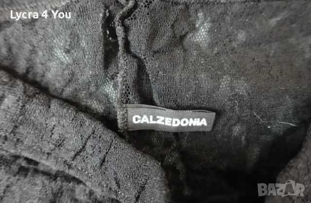 Calzedonia S/M черен дантелен чорапогащник с черен ръб по краката, снимка 11 - Бельо - 50382479