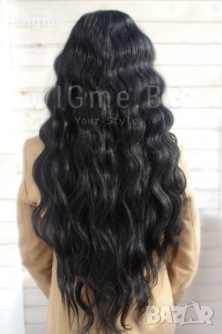 Дълга черна къдрава лейс фронт перука Роберта, снимка 5 - Аксесоари за коса - 39378755
