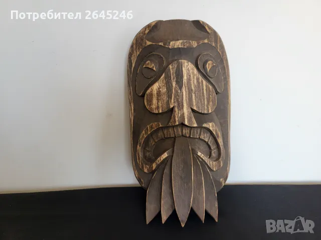 Ретро дървена маска за стена , снимка 1