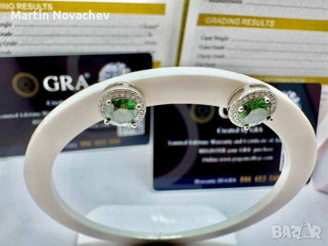 Сребърни обеци с мойсанит (Диамант) 1 карат, снимка 4 - Обеци - 51695827