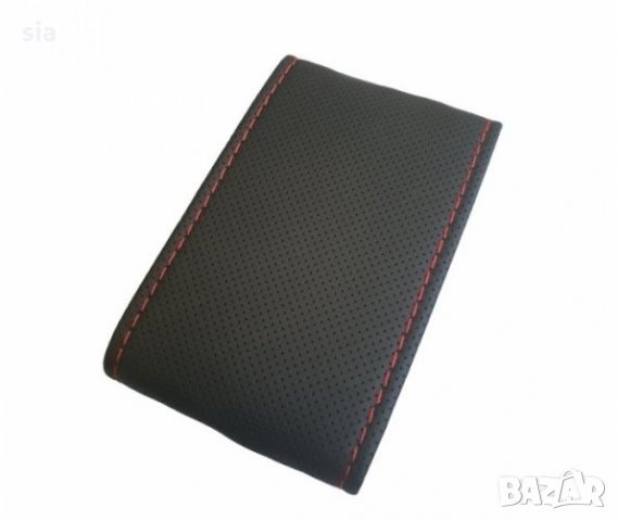 Калъф за волан от еко кожа, перфо кожа, М, 38см, за шиене с червен конец