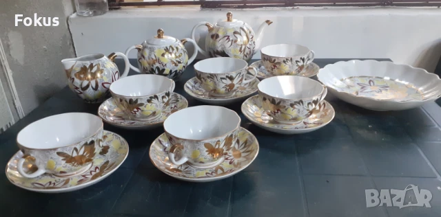 ЛФЗ - невероятен сервиз за чай руски порцелан много позлата, снимка 5 - Антикварни и старинни предмети - 50954178