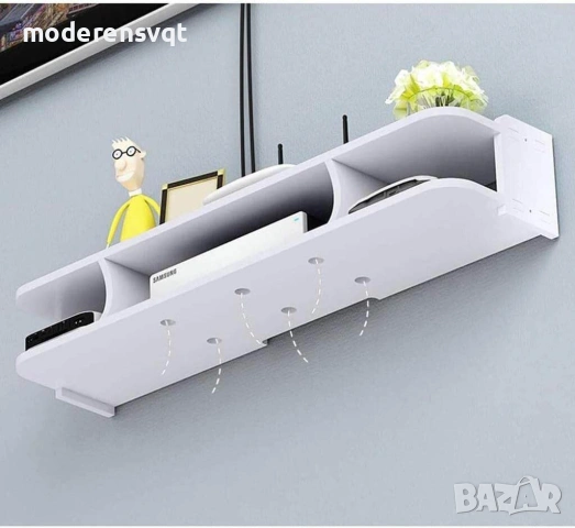 Многофункционален cтенна етажерка и поставка за рутер, снимка 6 - Етажерки - 53648222