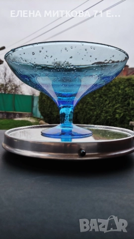 Една прекрасна фруктиера на столче от цветно стъкло с "мехурчеста" структура, снимка 7 - Аксесоари за кухня - 52643437