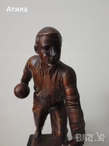 скулптура "боулинг" метал ,мрамор19/17 см, снимка 6 - Други - 51399810