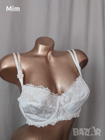 LISE CHEMEL 75 E Бял сутиен от сатен и дантела , снимка 3 - Бельо - 51783033