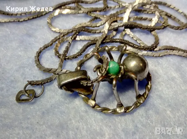 ФИГУРАЛЕН МЕДЕН НИКЕЛИРАН ПЕНДАНТ ПАЯЧЕ със СРЕБЪРНА ВЕРИЖКА СРЕБРО 900 с НУЖДА от ЗАКОПЧАЛКА 49789, снимка 7 - Колиета, медальони, синджири - 50416521