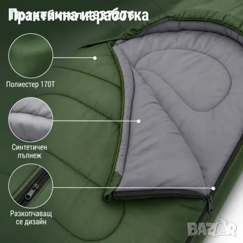 Туристически спален чувал 2 в 1, снимка 5 - Спортна екипировка - 56032244