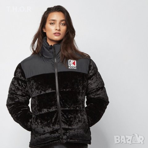 KARL KANI Retro Velvet Puffer Jacket дамско зимно яке - р.М, снимка 1