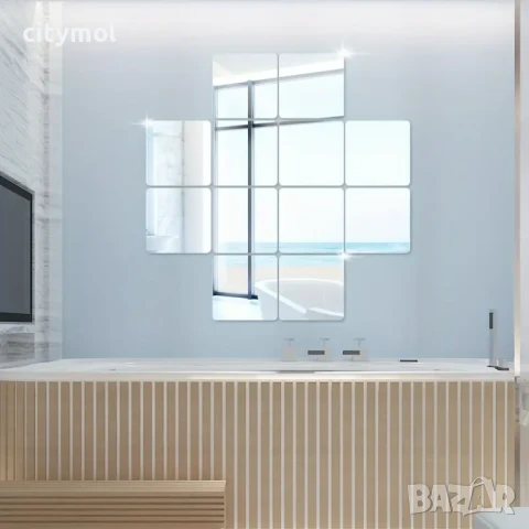 Комплект акрилни огледала 15х15 см, 16 броя, снимка 4 - Огледала - 50984009