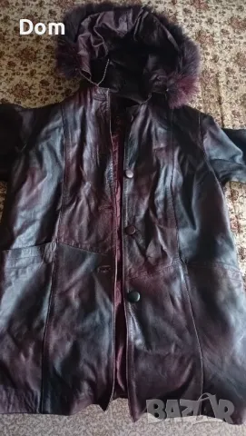 Дълго кожено дамско яке с качулка номер, снимка 4 - Якета - 49302515