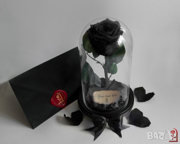 Вечна Роза в Стъкленица / Стилен и Оригинален Подарък за Рожден ден / Естествена Черна Вечна Роза, снимка 4 - Други - 34470448