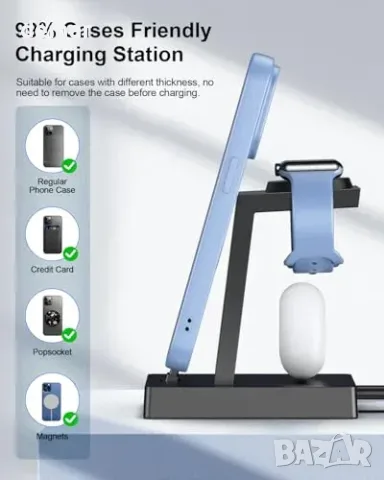 Зарядна станция 3-в-1 USB-C 30W за iPhone, Apple Watch и слушалки, снимка 4 - Безжични зарядни - 55829691