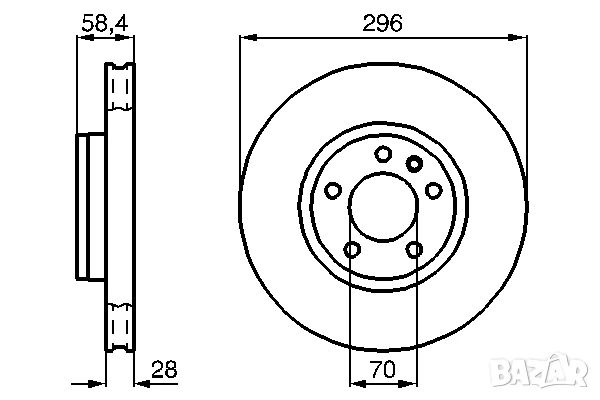 Диск спирачен преден дeсен/ляв за OPEL OMEGA A,OMEGA B,SENATOR B 2.0-3.6 03.87-07.03г.№ O1291V, снимка 3 - Части - 50712216