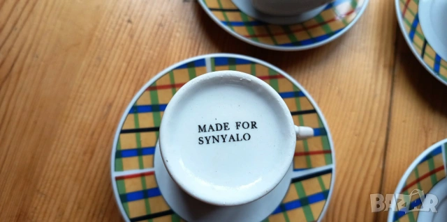 Сервиз за късо кафе, декор тартан/каре, снимка 3 - Сервизи - 53391474