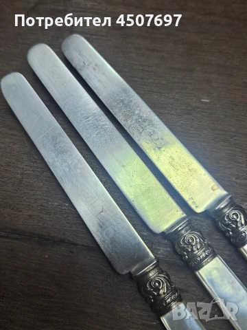 сребърни прибори 6 ножа, маркирани., снимка 5 - Ножове - 53021823