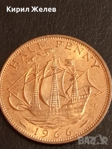 Стара монета 1/2 пени 1966г. Великобритания Кралица Елизабет втора 18166