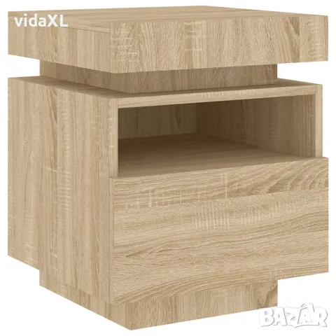 vidaXL Нощно шкафче с LED осветление, дъб сонома, 40x39x48,5 см, снимка 4 - Шкафове - 56148109