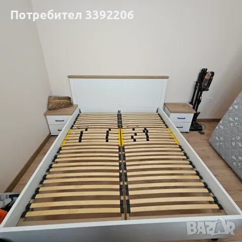 Спален комплект 160x200 – Magniflex Massaggio Deluxe + ортопедична рамка + 2 нощни шкафчета, снимка 13 - Спални и легла - 55877241