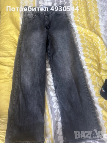 Дамски сиви / графитени дънки с широк крачол (wide leg)