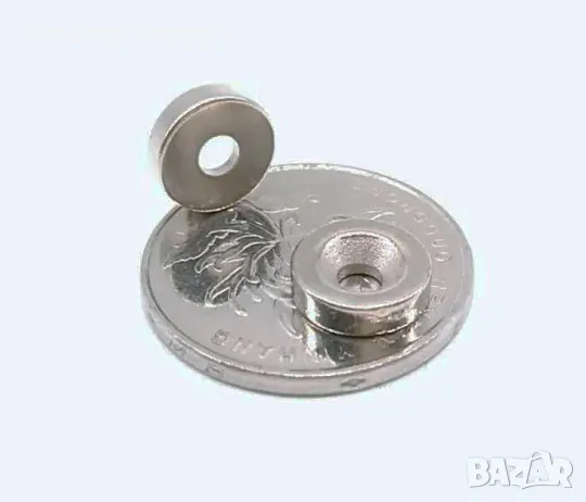Неодимов магнит 10x5mm с отвор 3mm N52 2700Gs 2.9гр | moqtmagazin.com, снимка 7 - Други машини и части - 47760318