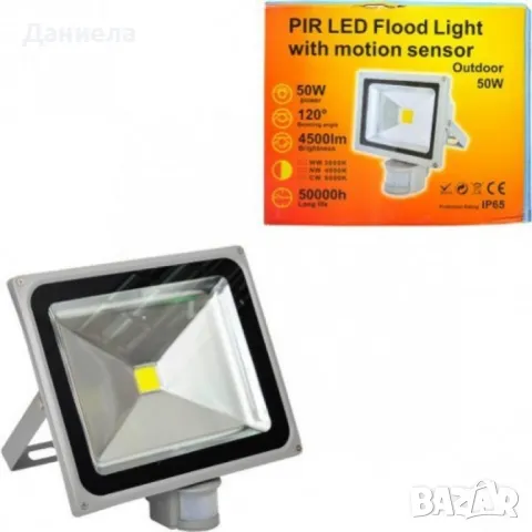 Лед прожектор с P I R датчик 10W, 20W, 30W или 50W клас на защита GDL7