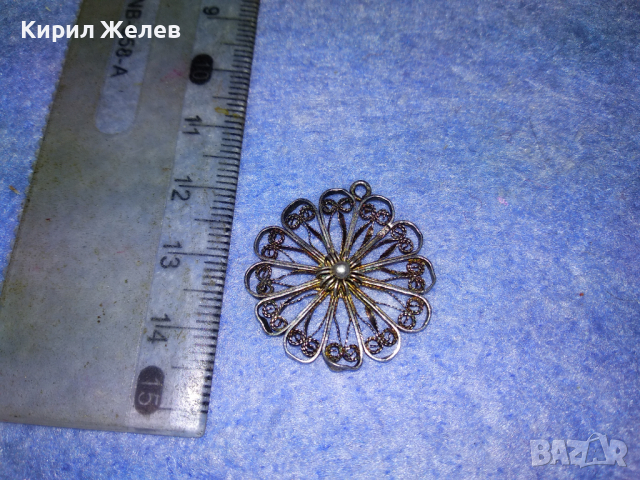 ПРЕКРАСЕН СТАРИНЕН ФИЛИГРАНЕН СРЕБЪРЕН МЕДАЛЬОН ЦВЕТЕ ВИСОКА ПРОБА СРЕБРО РЪЧНА ИЗРАБОТКА 43362, снимка 8 - Антикварни и старинни предмети - 44707507