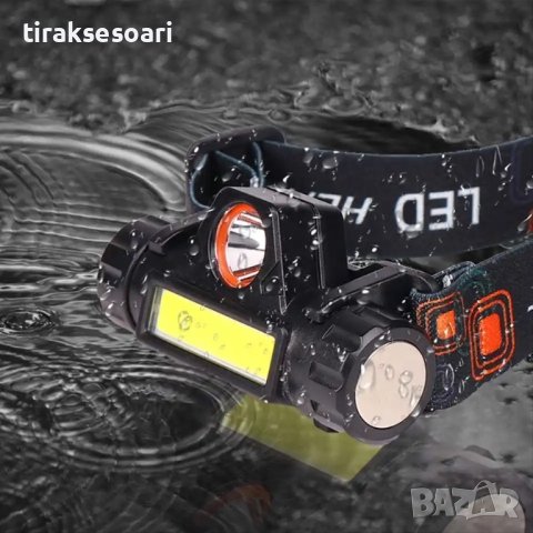 Мощен Челник за глава с вградена батерия и кабел за зареждане, снимка 5 - Къмпинг осветление - 44393225